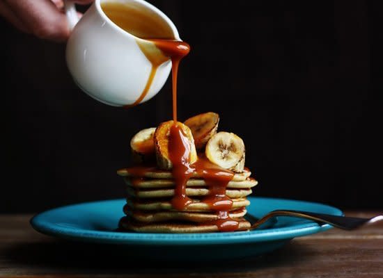 <strong>Get the <a href="http://www.citrusandcandy.com/2012/02/coconut-pancakes-bananas-salted-caramel.html" target="_hplink">Coconut Pancakes with Grilled Bananas and Salted Caramel Rum Sauce recipe</a> from Citrus and Candy</strong>