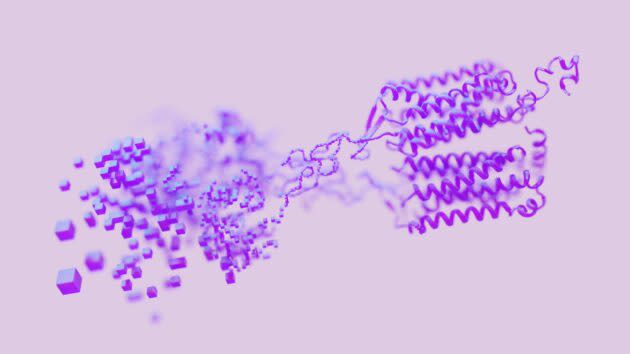 Illustration: Visualization of AI structure translated into biomolecule