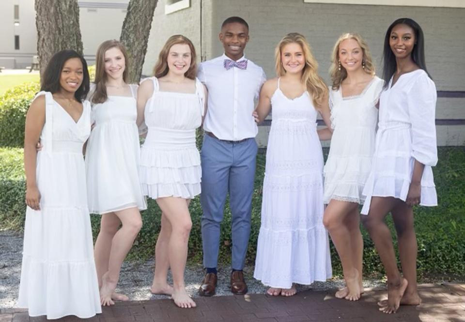 Graduating seniors from Alabama Dance Theatre are, from left, Morgan Calhoun, Shannon McGaughey, Camilla Ohme, Arrion, Rollins, Jane Abbie Alford, Lilla Kate Parkman, Ja’Niya Kennedy. Not pictured Kalei Denise Jones.