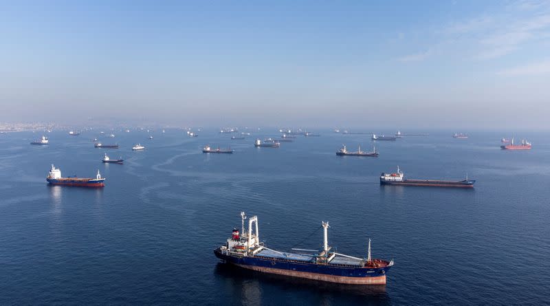 Buques comerciales frente a las costas de Yenikapi en Estambul