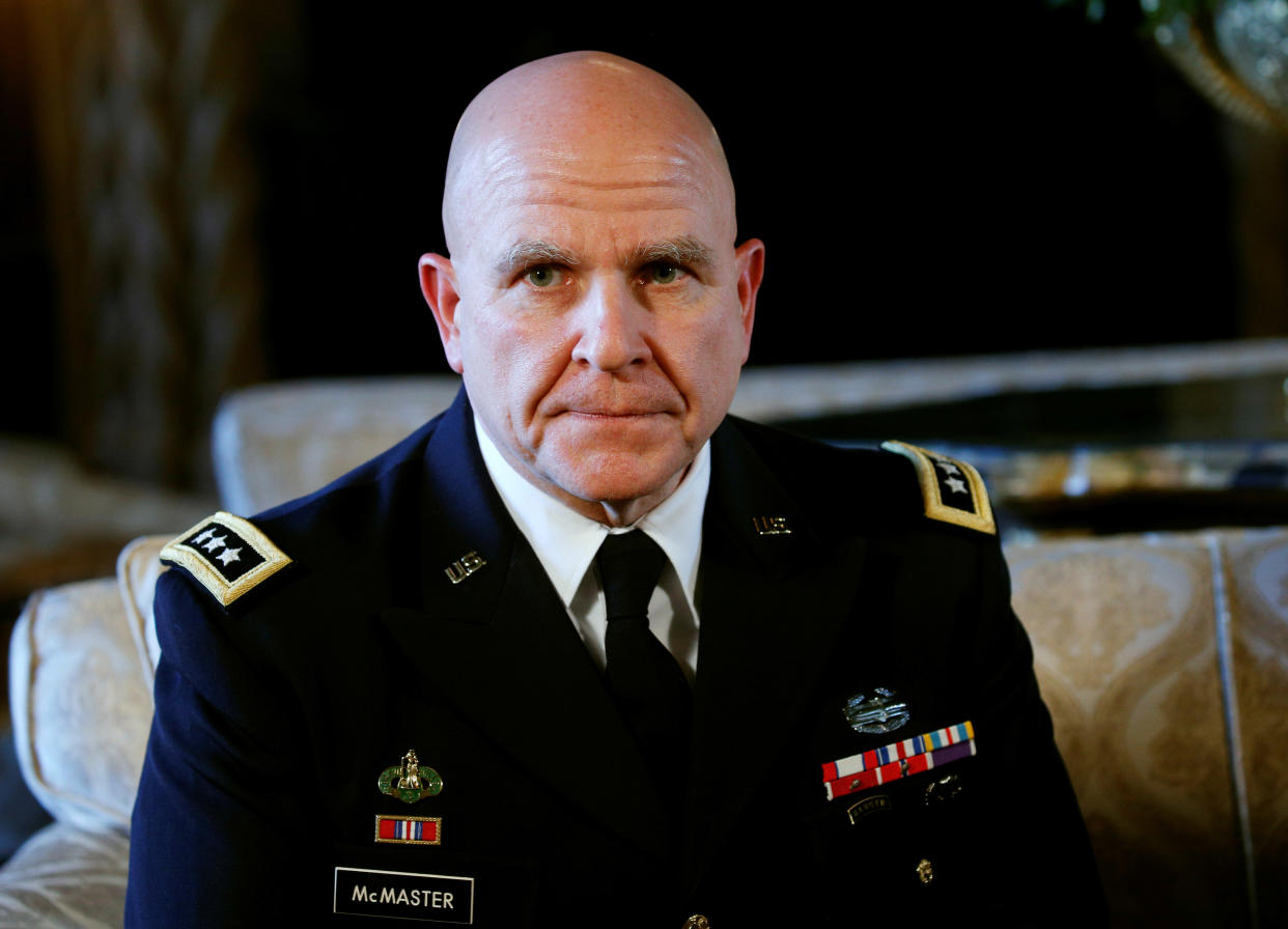  Lt. Gen. H.R. McMaster, seated on a couch, wears a grim expression on his face.