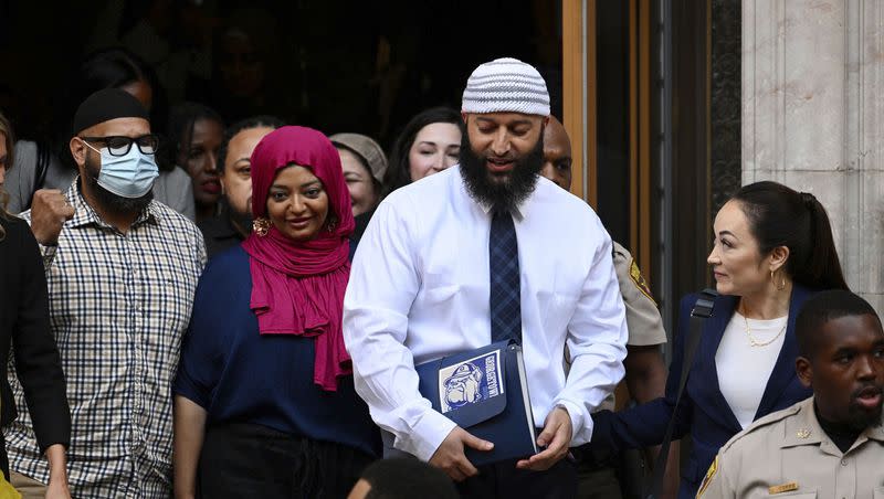 Adnan Syed leaves the courthouse after a hearing on Sept. 19, 2022, in Baltimore.