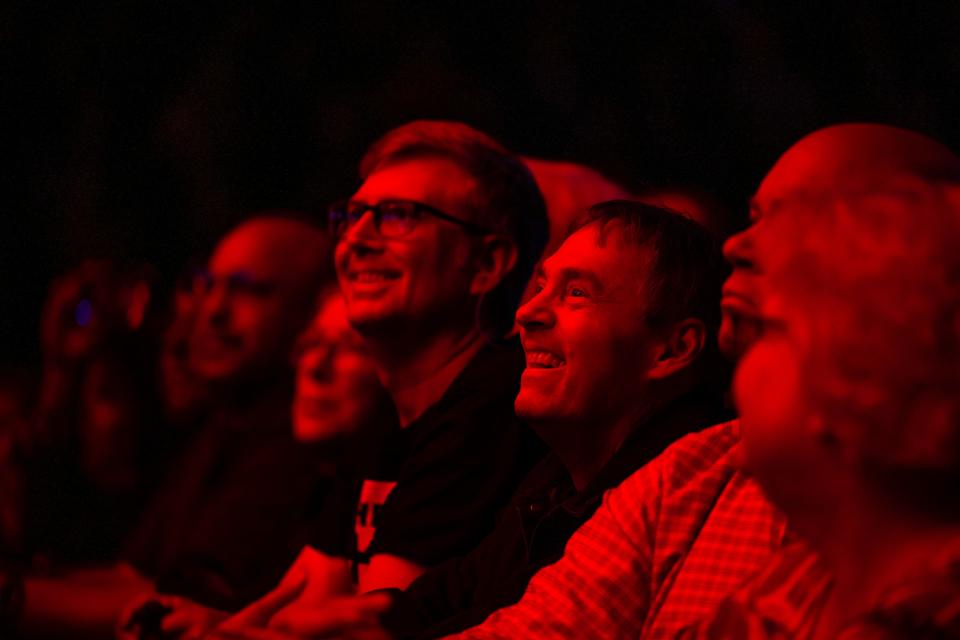 The audience is all smiles during The Who concert Sunday night in Columbus.