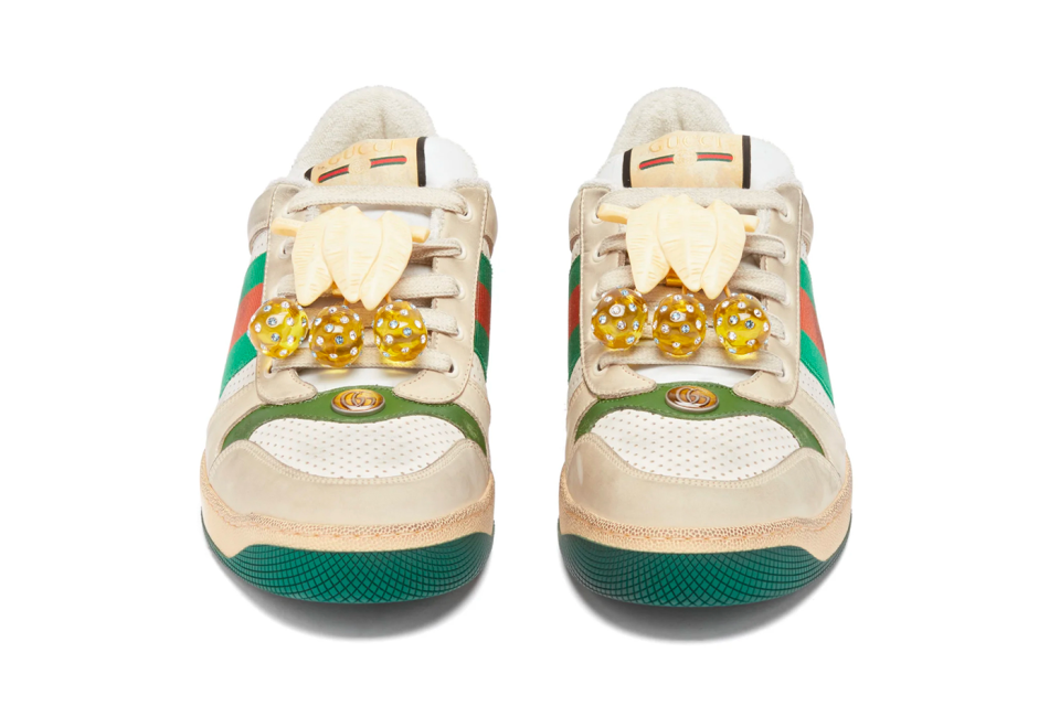 gucci cherry-embellished screener sneakers