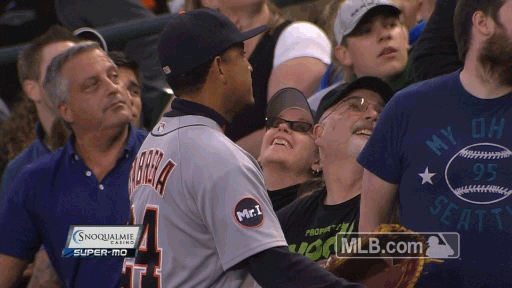 One of Miguel Cabrera's many gif-able moments. (Giphy)
