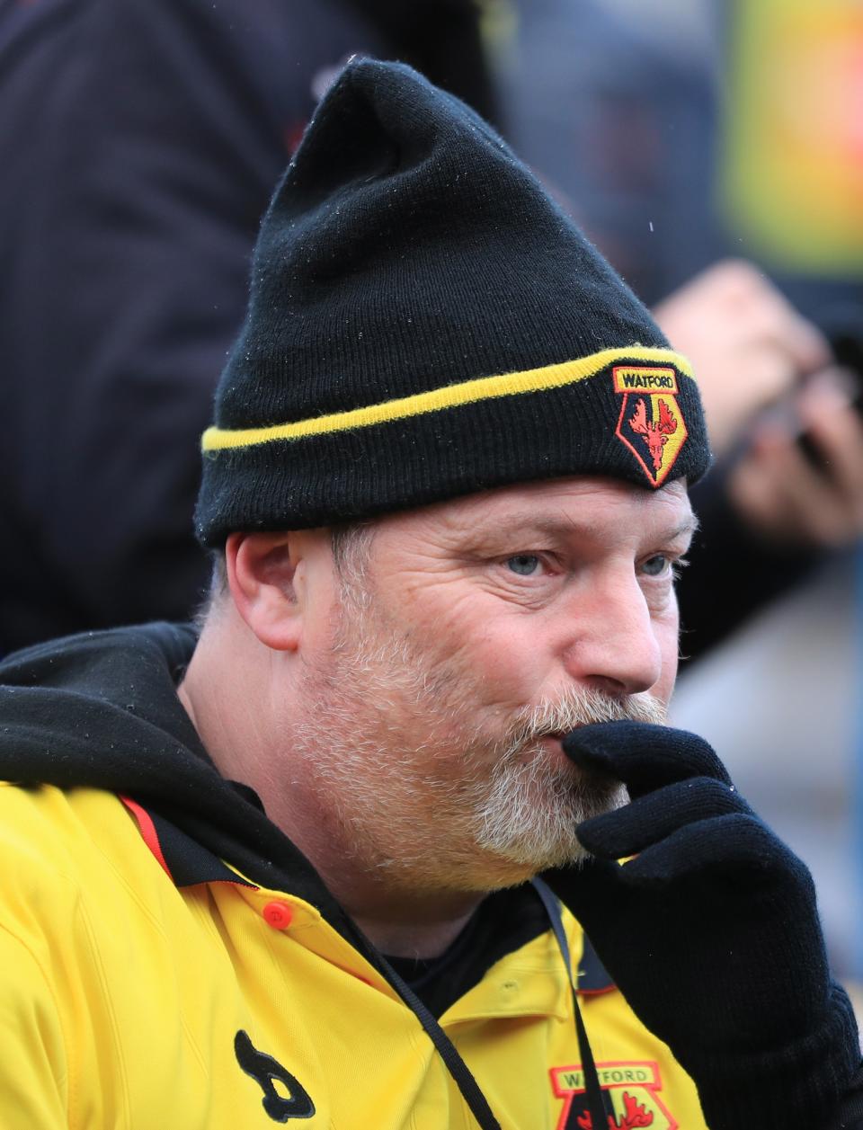 <p>A Watford fan pays his respects to Graham Taylor</p>