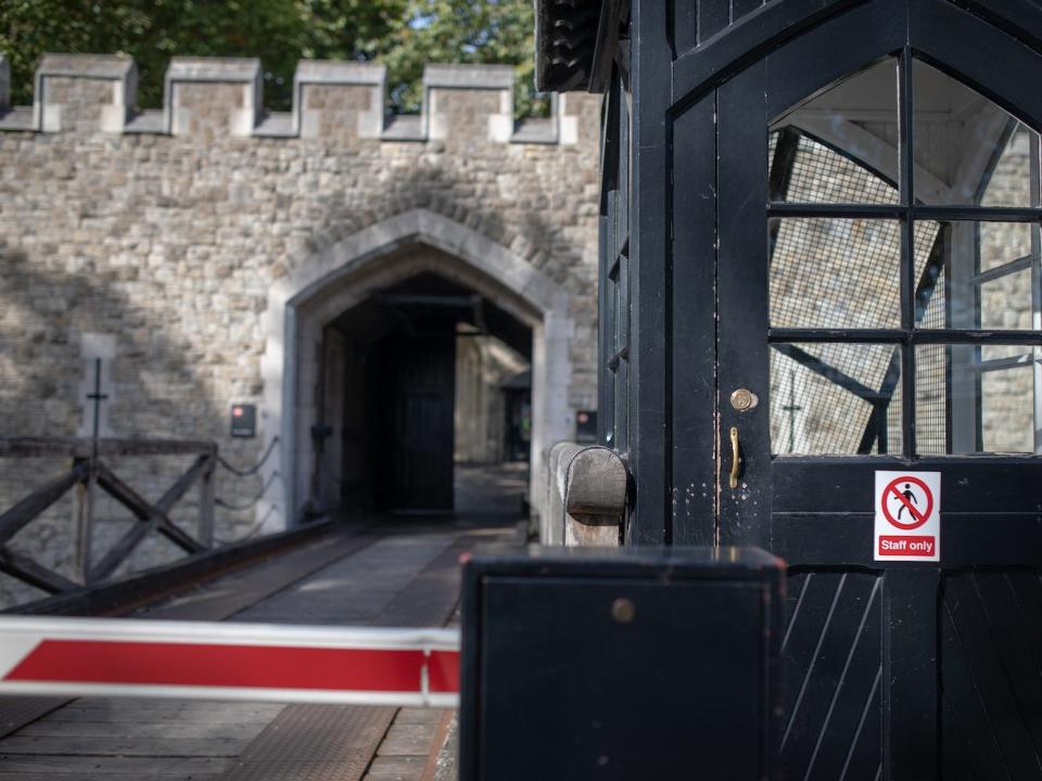 A guard station outside the Tower of London.