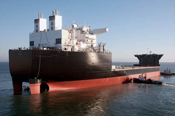 The USNS John Glenn, named in honor of the Marine, astronaut and senator, sails during its contractor trials in January 2014.