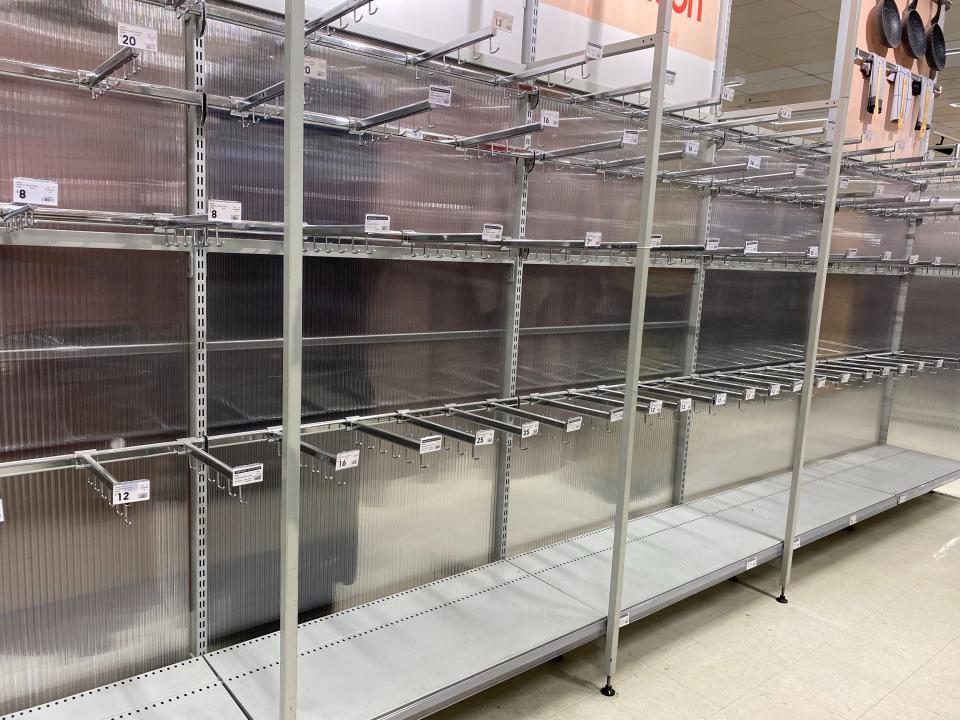 Kmart's shelves have largely remained empty since this photo was taken of the Ashfield store back in June. Photo: Gillian Wolski (supplied).