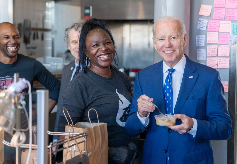 President Joe Biden made a surprise visit to Just Q'in BBQ on January 4, 2023.