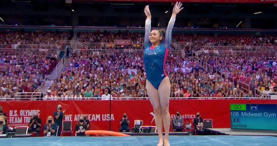 Sunisa Lee in the Peacock documentary “Golden: The Journey of USA’s Elite Gymnasts.”