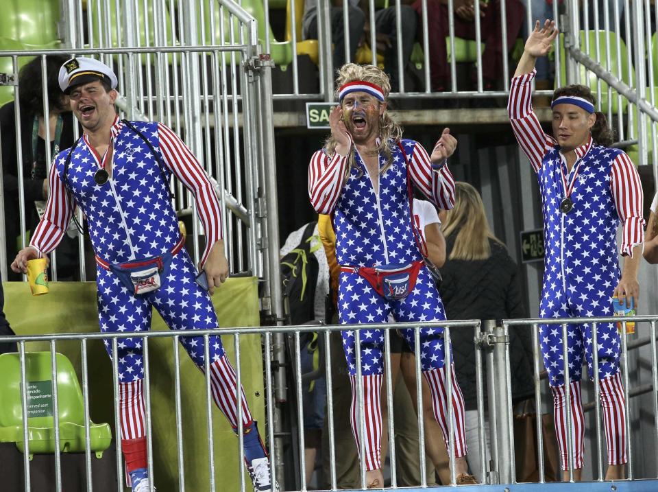 USA Fans show their support during the women's rugby match between France and USA in Rio de Janeiro, Brazil on August 8, 2016.&nbsp;