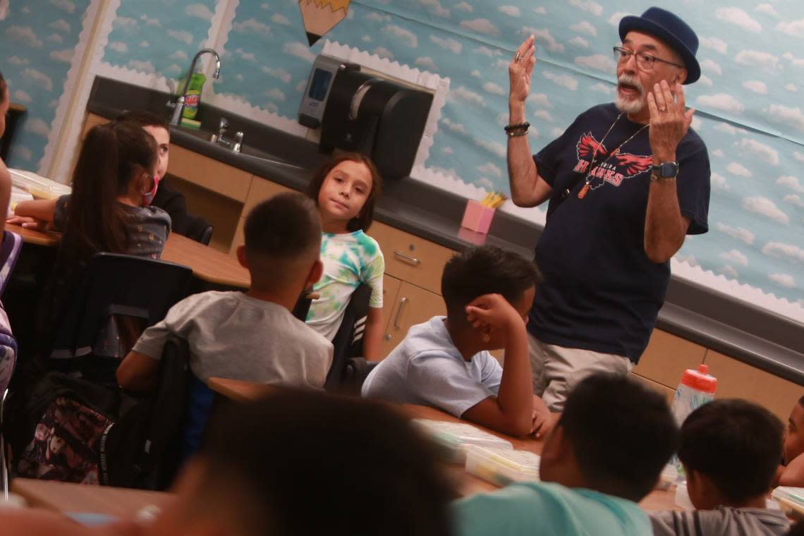 Juan Felipe Herrera addressed Myisha Lea’ea’s fourth-grade class on the first day that Juan Felipe Herrera Elementary School opened its doors, he delivered a five-word “magic message” for the students: “You have a beautiful voice.”