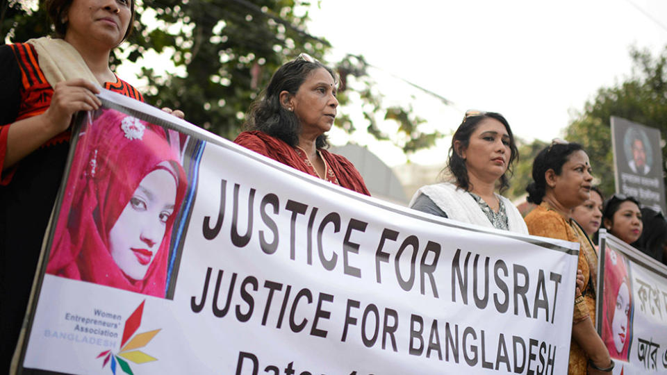 Sixteen people have been sentenced to death over the murder of Nusrat Jahan Rafi. Source: AP.