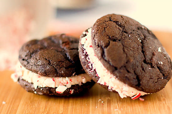 <strong>Get the <a href="http://www.browneyedbaker.com/peppermint-whoopie-pies/" target="_blank">Peppermint Whoopie Pies recipe</a> from Brown Eyed Baker</strong>