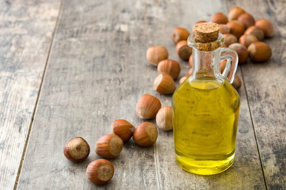 <p>Although you probably don’t want to use hazelnut oil to cook potatoes or sear meat, its sweet aroma makes it a fun option for fall vegetables like winter squash, carrots, and parsnips. </p><p>Thanks to lots of monounsaturated fats, hazelnut oil has a high smoke point and lends itself well to high oven temperatures. Like avocado oil, hazelnut oil also provides the added bonus of some vitamin E. </p><p><em>Nutrition per tablespoon: 120 calories, 13.6 g fat (1 g saturated, 10.6 g monounsaturated, 1.4 g polyunsaturated), 0 mg sodium, 0 g carbs, 0 g sugar, 0 g fiber, 0 g protein</em></p>