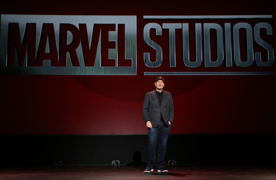 ANAHEIM, CALIFORNIA - AUGUST 24: President of Marvel Studios Kevin Feige took part today in the Walt Disney Studios presentation at Disney’s D23 EXPO 2019 in Anaheim, Calif. (Photo by Jesse Grant/Getty Images for Disney)