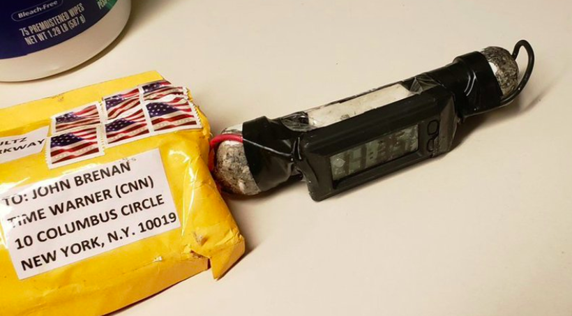 A package sent to former CIA head John Brennan with an explosive device inside. Source: ABC News via AP