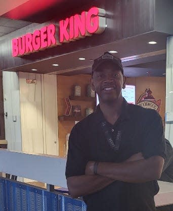 Kevin Ford at his job, Burger King at Harry Reid International Airport in Nevada.