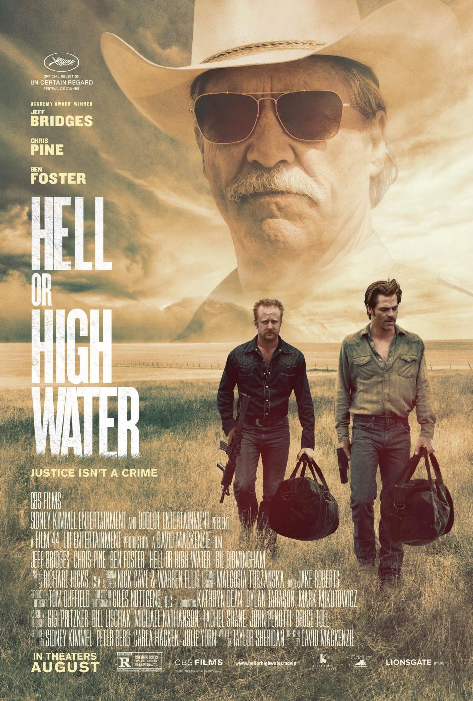 HELL OR HIGH WATER, US poster art, Jeff Bridges (top), from left, bottom, Ben Foster, Chris Pine, 2016, photo by Lorey Sebastian/©CBS Films/courtesy Everett Collection