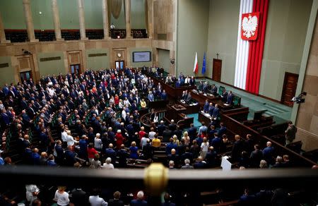 Members of the Lower House of the Parliament are seen at the Parliament building in Warsaw, Poland July 18, 2018. REUTERS/Kacper Pempel