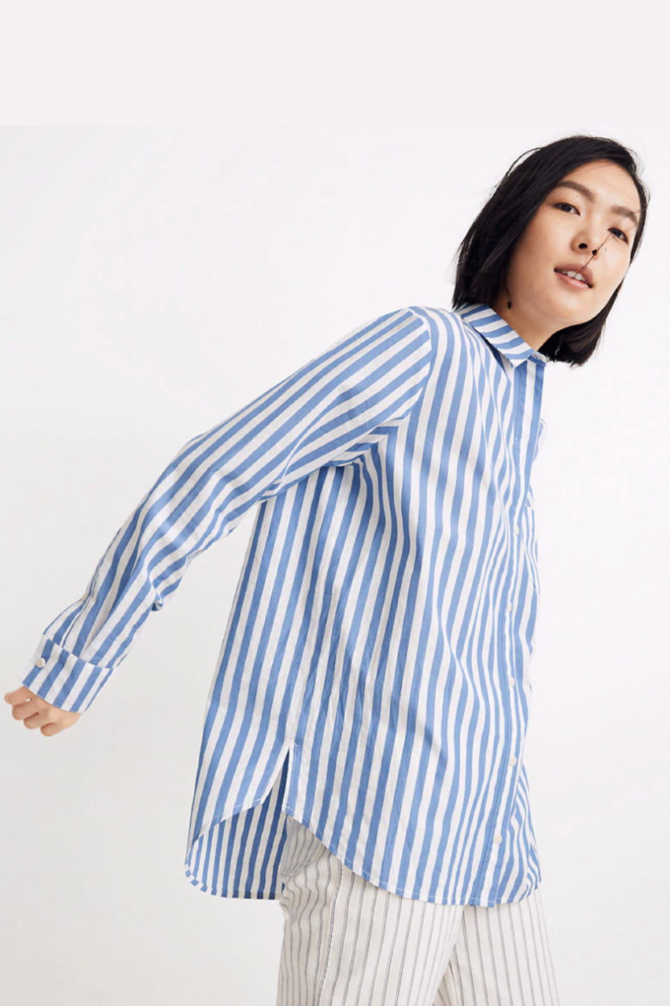 <p><strong>Madewell</strong></p><p>madewell.com</p><p><a href="https://go.redirectingat.com?id=74968X1596630&url=https%3A%2F%2Fwww.madewell.com%2Foversized-ex-boyfriend-shirt-in-mullins-stripe-AJ972.html&sref=https%3A%2F%2Fwww.elle.com%2Ffashion%2Fshopping%2Fg33605244%2Fmadewell-secret-stock-sale%2F" rel="nofollow noopener" target="_blank" data-ylk="slk:SHOP IT;elm:context_link;itc:0;sec:content-canvas" class="link ">SHOP IT </a></p><p><del>$79.50</del><strong><br>$24.97</strong></p><p>If you want to show your co-workers how stylish-but-profesh you are, add this boyfriend shirt to your cart. It's great for meetings, and isn't as constricting as your typical workwear. </p>