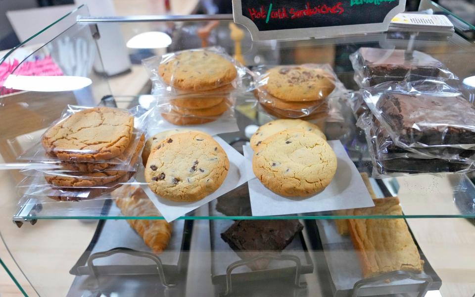 Brownies, cookies and other baked items are sold at Confectionately Yours Cafe in Bronzeville, along with coffee, espresso drinks, tea and breakfast and lunch sandwiches and breakfast potatoes.