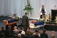 CHRISTCHURCH, NEW ZEALAND - AUGUST 25: Prime Minister John Key during a combined memorial service for fallen soldiers Corporal Luke Tamatea, Lance Corporal Jacinda Baker and Private Richard Harris at Burnham Military Camp on August 25, 2012 in Christchurch, New Zealand. The three fallen New Zealand soldiers were fatally wounded in action on August 4, 2012, in the Bayman Province in Afghanistan. (Photo by Martin Hunter/Getty Images)