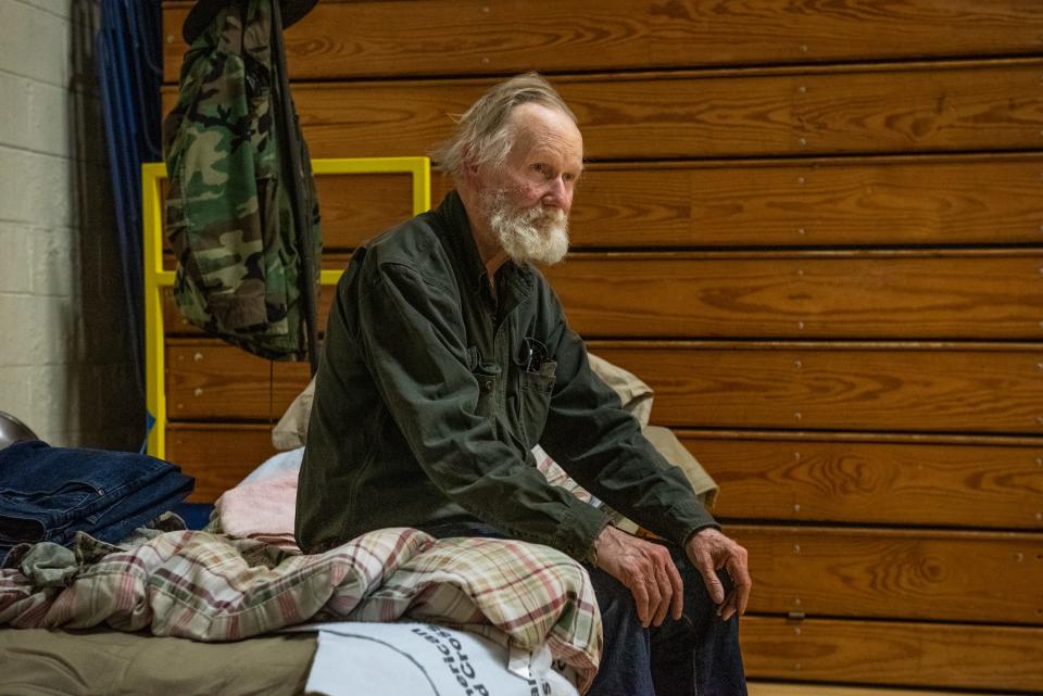 Jack Long, a rancher who retired to Chacon, at the Peñasco Evacuation Shelter. His neighbor’s son is helping to protect his place, which is uninsured. “If you got a woodstove in a mobile home, you can’t get insurance,” he said.