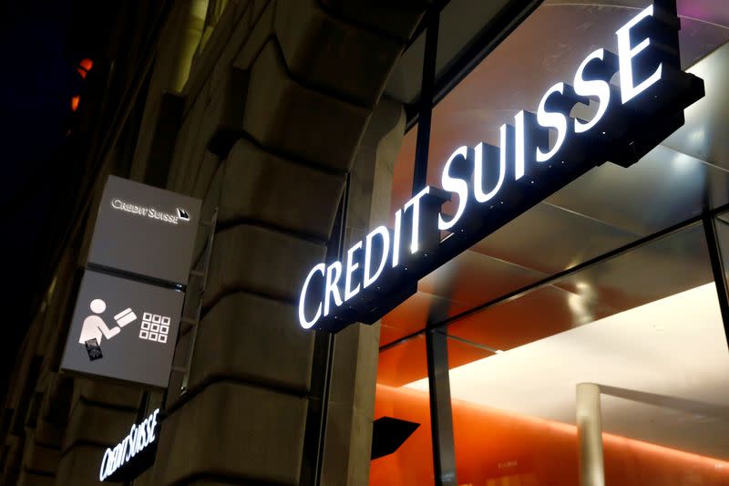 FILE PHOTO: The logo of Swiss bank Credit Suisse is seen in Zurich