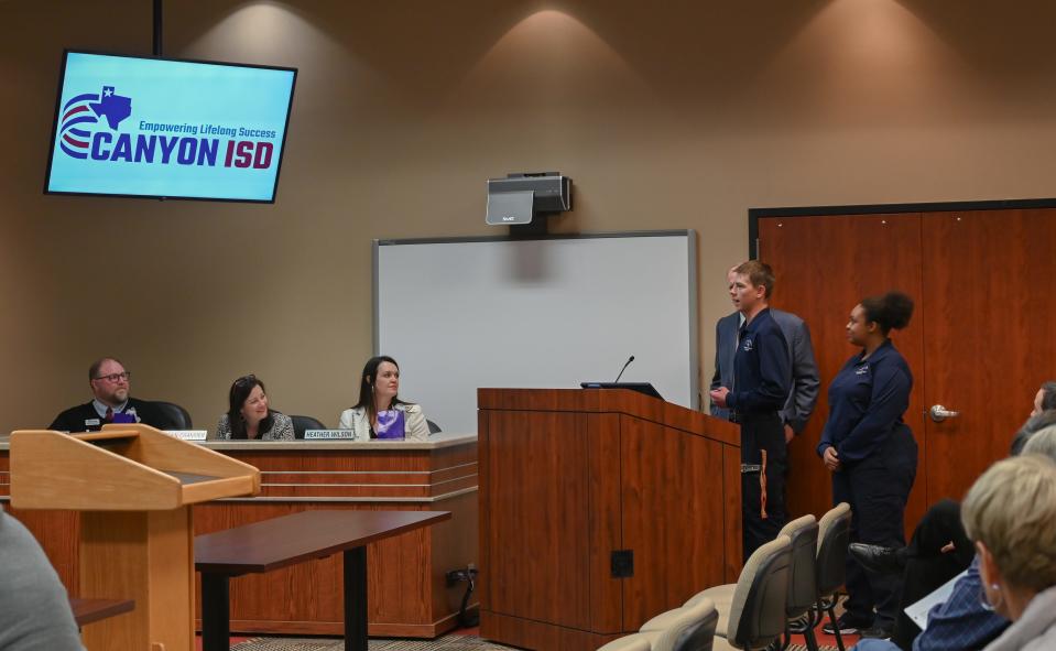 The Randall County Sheriff’s Office celebrated a major milestone during the Canyon ISD School Board meeting Monday as two high school students were approved to attend the Sheriff’s Office Jail Academy by the Texas Commission on Law Enforcement (TCOLE).