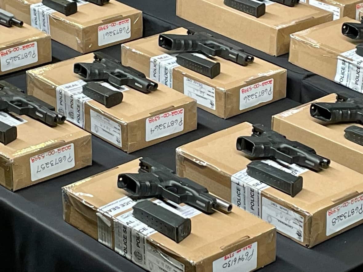Toronto police announced the results of a firearms investigation that led to dozens of charges on Monday. (Mehrdad Nazarahari/CBC - image credit)