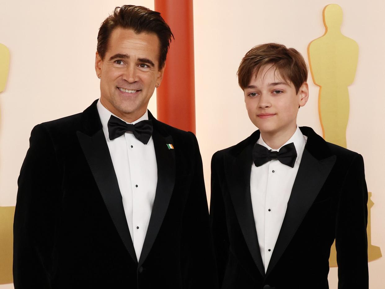 Colin Farrell and guest attends the 95th Academy Awards at the Dolby Theatre on March 12, 2023 in Hollywood, California
