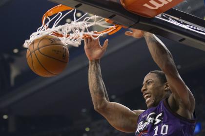 DeMar DeRozan wants to dunk on Paul Pierce so hard. (AP/The Canadian Press, Chris Young)