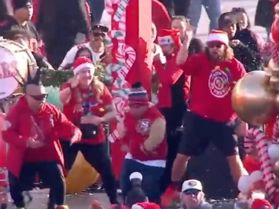 Jaden Williams, 8, dances on stage during a San Francisco 49ers game (Screenshot / ABC7)