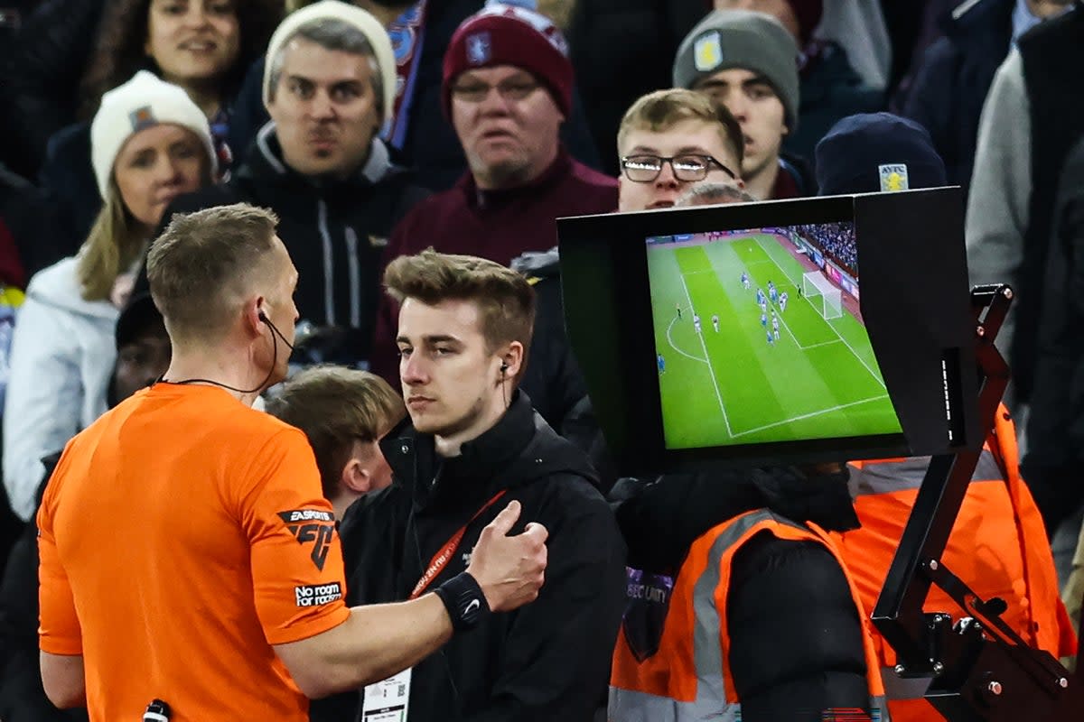 Denied: The referee overturned the goal award (AFP via Getty Images)