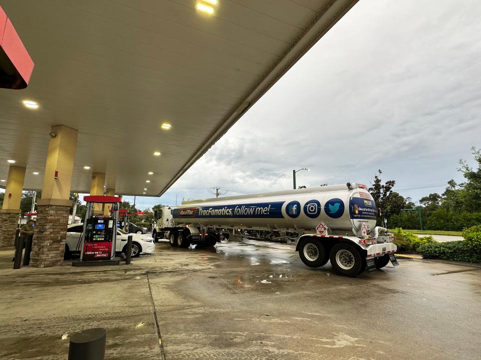 The RaceTrac at 6170 Collier Blvd. had gas on Tuesday morning, Sept. 27, 2022, and was receiving a delivery of more fuel.  