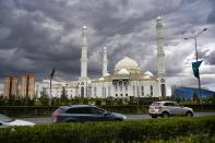 FILE - A view of Hazrat Sultan Mosque in Nur-Sultan, Kazakhstan, Monday, Sept. 12, 2022. Voters in Kazakhstan cast ballots Sunday, March 19, 2023 after a short but active campaign for seats in the lower house of parliament that is being reconfigured in the wake of deadly unrest that gripped the resource-rich Central Asian nation a year ago. (AP Photo/Alexander Zemlianichenko, File)
