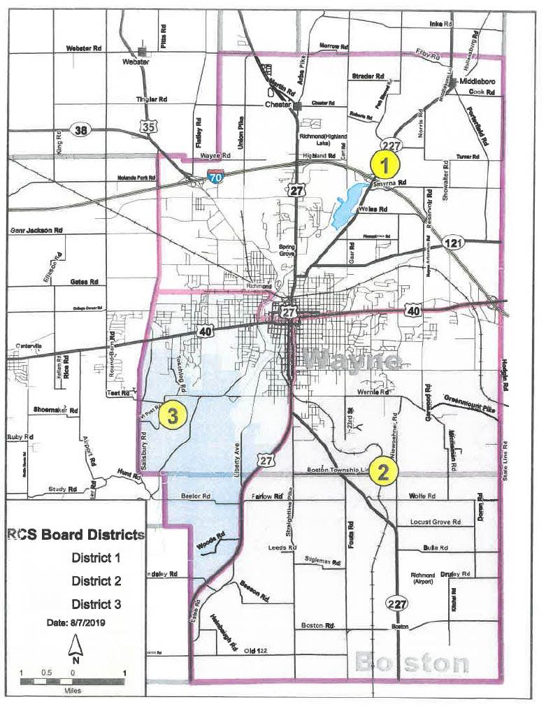 Richmond Community Schools' District Map as of Feb. 29, 2024.