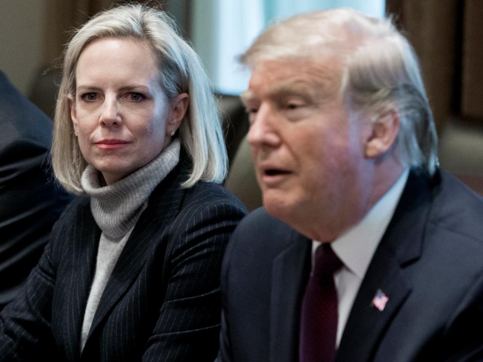 Donald Trump sought to reinstate his controversial family separation policy, clashing with a now departing cabinet member over the issue, according to a new report.The president’s calls to once again systematically separate migrant families — many of them arriving at the nation’s southern border legally while seeking asylum — reportedly put him at odds with Kirstjen Nielsen, the sixth secretary to the Department of Homeland Security.The "collision" was first reported by NBC News on Monday. The homeland security chief told Mr Trump the agency was unable to reinforce his policy as it defied federal court orders prohibiting the measure, multiple sources told the outlet. Moreover, Ms Nielsen reportedly reminded the president he would be overturning his own executive order, which he signed to end the separation of migrant families after widespread backlash spilled over into nationwide protests and major demonstrations on Capitol Hill. Ms Nielsen, who was expected to stay on as the head of the agency until Wednesday, oversaw the implementation of the zero tolerance policy and defended the Department of Homeland Security under Mr Trump when grilled on Capitol Hill last year. She has repeatedly denied the administration ever separated families at the border, despite public evidence, Congressional hearings and press reporting all indicating families were in fact separated under her watch. “We do not have a policy of separating families at the border,” she wrote in June 2018, adding, “Period.” The secretary released a statement on Sunday saying it was a “great honour” to serve in the role. “Despite our progress in reforming Homeland Security for a new age, I have determined that it is the right time for me to step aside,” she wrote. Ms Nielsen added, “I hope that the next Secretary will have the support of Congress and the courts to fully secure America’s borders and which have contributed to discord in our nation’s discourse.”Ms Nielsen would be replaced by Kevin McAleenan, the commissioner of US Customer and Border Patrol under Mr Trump, who has reportedly not ruled out reinstating the president’s zero tolerance policy.