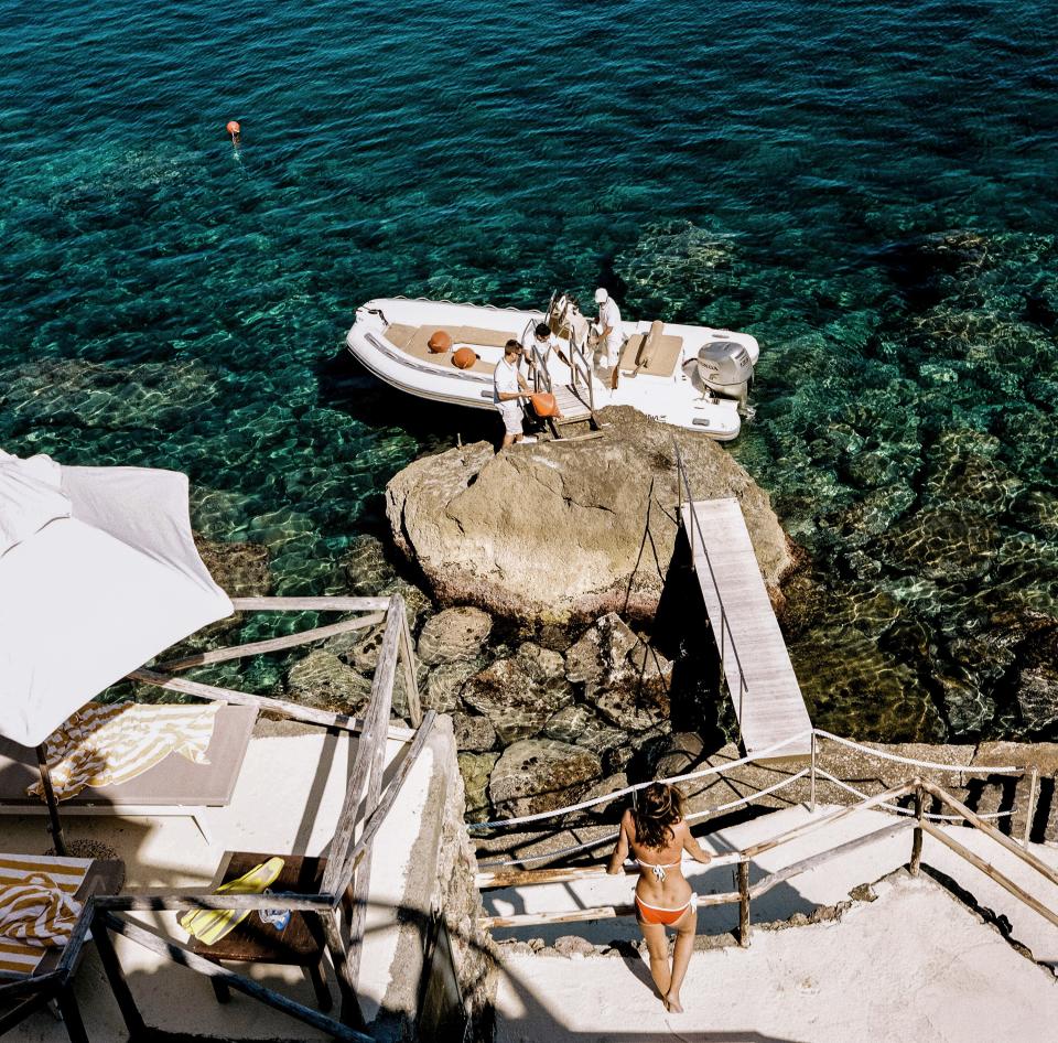 The craggy waterfront at Il Pellicano on the Tuscan coast.