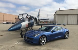 2012 Fisker Karma + Aero L-39 Albatros jet trainer, Hollister Municipal Airport, CA [by Refael Azi]