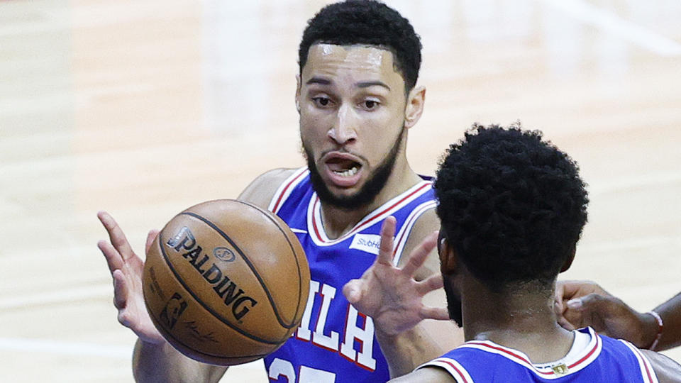 Ben Simmons has been fiercely criticised in the NBA media following Philadelphia's brutal game five loss to the Atlanta Hawks in the NBA Playoffs. (Photo by Tim Nwachukwu/Getty Images)