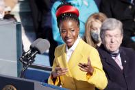 <p>Youth Poet Laureate Amanda Gorman speaks at the inauguration of U.S. President Joe Biden. </p>