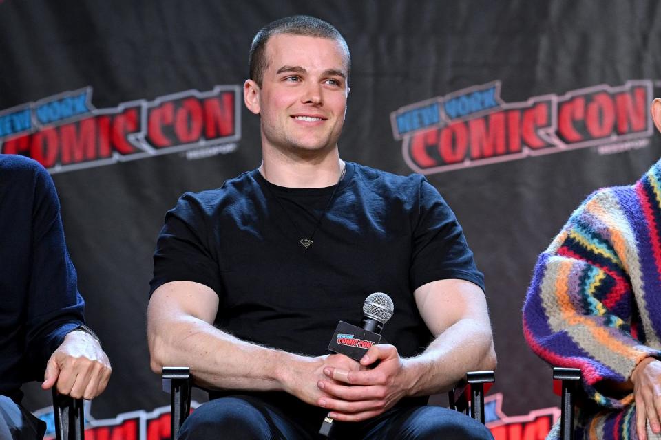 new york, new york october 09 joshua orpin speaks onstage at hbo max and dcs doom patrol and titans panel during new york comic con 2022 on october 09, 2022 in new york city photo by bryan beddergetty images for reedpop