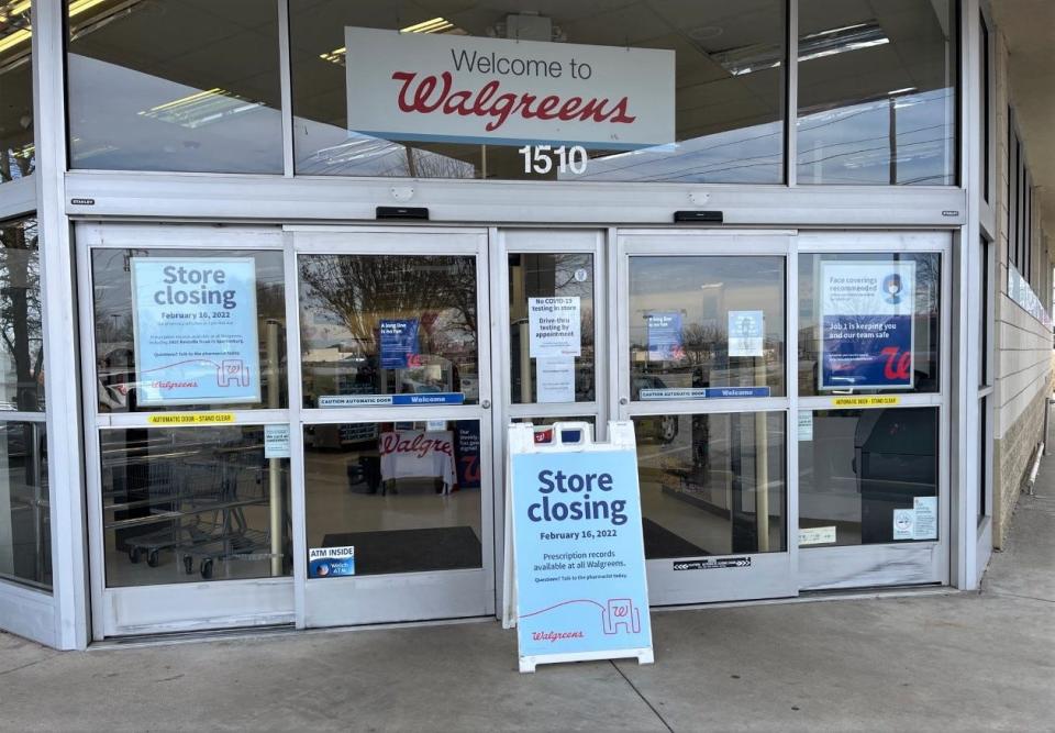 The Walgreens store at 1510 W.O. Ezell Blvd. in Spartanburg is scheduled to close Feb. 16. Signs tell customers that prescriptions will be filled at other Walgreens locations.