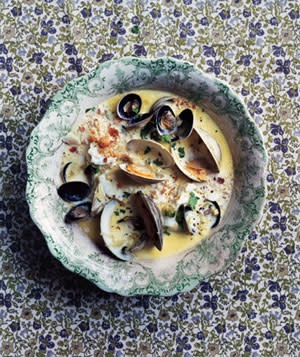 Seafood Chowder With Crispy Bread Crumbs