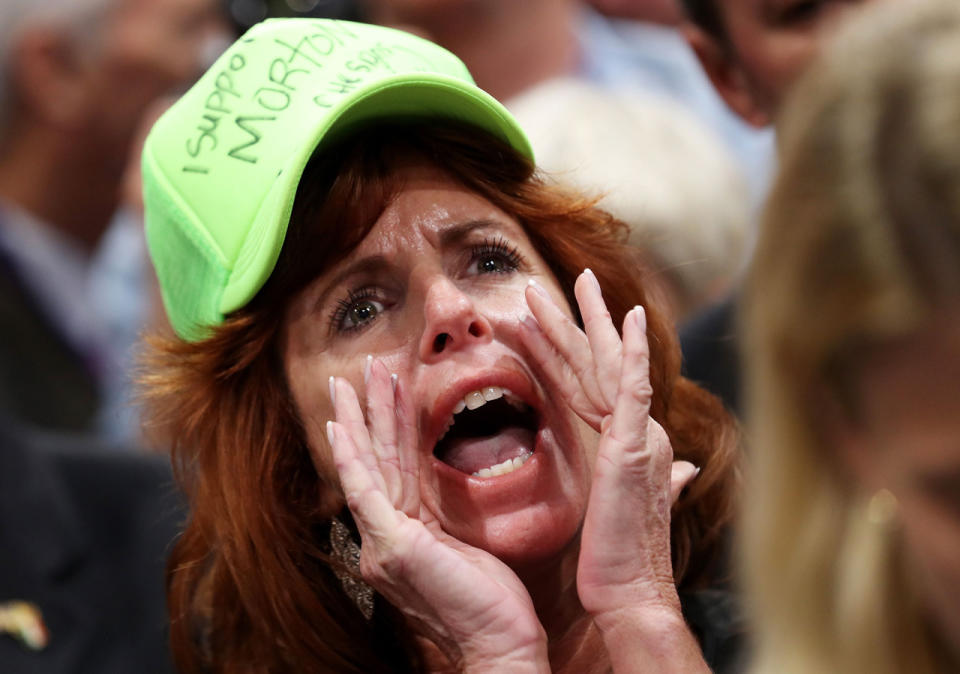 Convention floor erupts when no roll call taken to change rules to unbind delegates