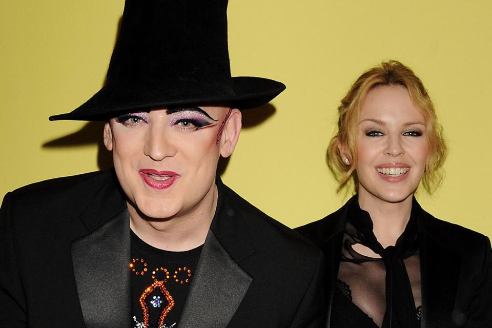 <p>Dave M. Benett/Getty Images</p> Boy George and Kylie Minogue