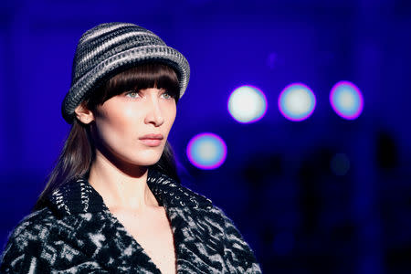 Bella Hadid presents a creation by Missoni during the Milan Fashion Week in Milan, Italy February 23, 2019. REUTERS/Alessandro Garofalo